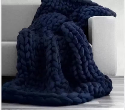 Chenille Chunky Knit Blanket Throw Handmade Warm Cozy Blanket Couch Bed Soft Fleece Banket Christmas Thick and Giant Yarn Throws