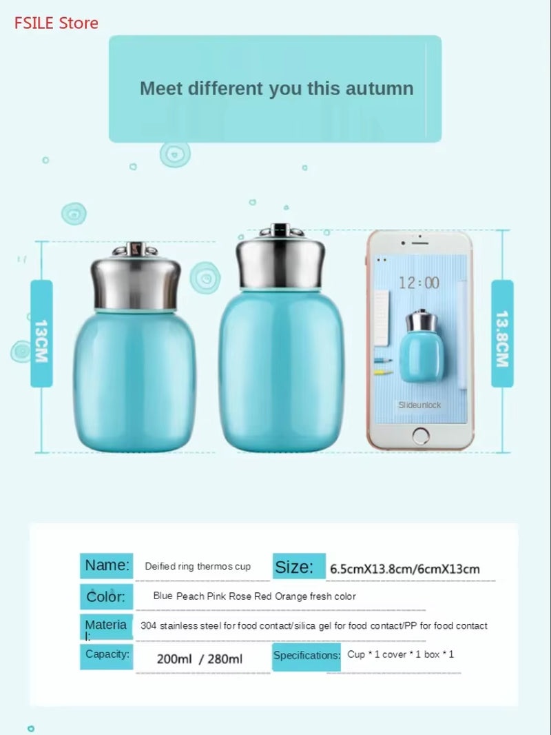 LMHBJY 200ML/280ML Mini Cute Coffee Vacuum Flasks Thermos Stainless Steel Travel Drink Water Bottle Thermoses Cups and Mugs