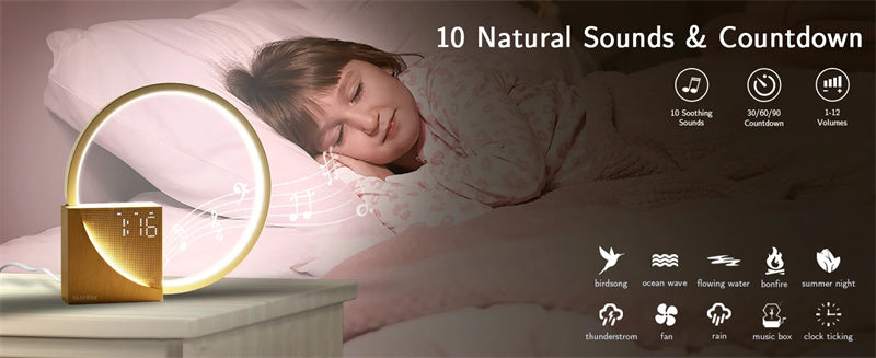 Touch Bedside Lamp with Alarm Clock & Natural Sounds