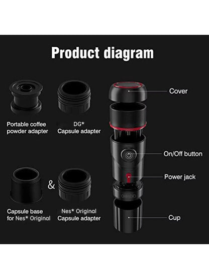 Portable 3 in 1 Multi Function Electric Espresso Maker for Vehicle, Travel Compatible with Nes Original Pod, Coffe Pot, Cofee Machine, Coffee Makers, DG Pod, Barista Coffee Machine