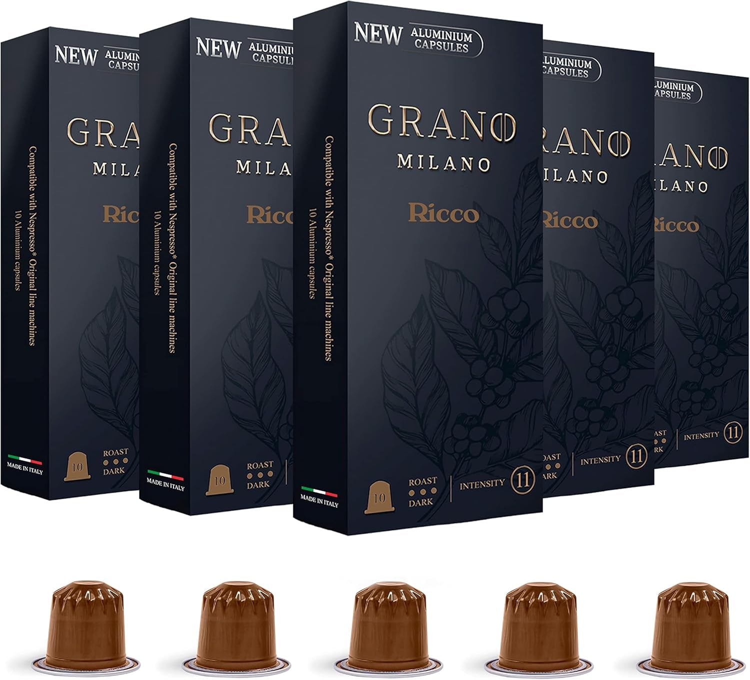 - Aluminum Coffee Pods Compatible with Nespresso®* Original Line Machines (Ricco, 50 Pods)