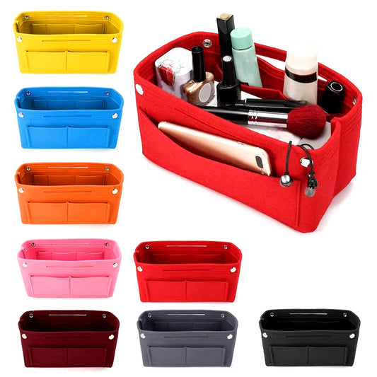 1PC Multifunction Women Felt Insert Bag Multi-Pocket Makeup Cosmetic Bags Travel Inner Purse Portable Handbag Storage Organizer