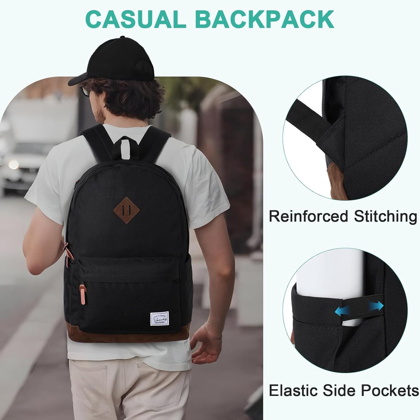 Backpack for Men Women, Classic Water-Resistant Lightweight Travel School Backpack Casual Daypack