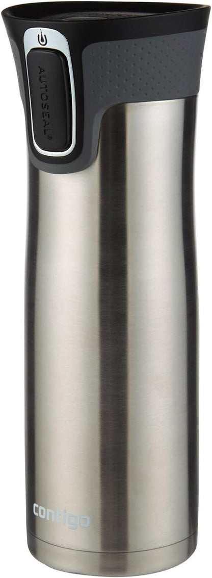 West Loop 20Oz Stainless Steel Vacuum-Insulated Travel Mug, Spill-Proof, Keeps Drinks Hot for 5 Hours, Cold for 12 Hours, Perfect for Commuters and Travelers