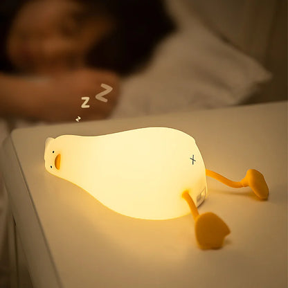 Duck Rechargeable LED Night Light Pat Silicone Lamp Bedside Cartoon Cute Children Nightlights for Home Room Decor Birthday Gift